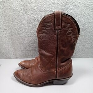 Laredo Womens Brown Leather Western Cowboy Boots Pointed Toe Made in USA 7.5M